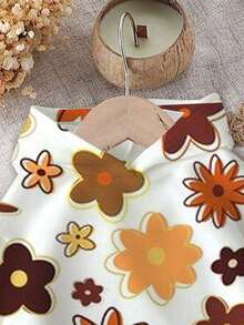 SHEIN 圣诞快乐 女婴休闲花卉印花宽松落肩连帽衫和裤子 2 件套 - 彩色 - 查看 5