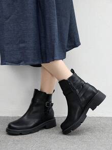 CUCCOO BIZCHIC 女士时尚百搭休闲粗跟踝靴 - 黑色 - 查看 1