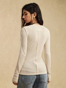 Easelle 女式标语和心形印花圆领长袖休闲T恤