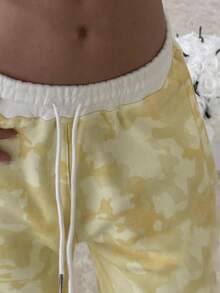 Rovax 2pcs Women Sweatshirt & Pants Set, Yellow Ombre Print Long Sleeve Top & Trousers - Multicolor - View 4