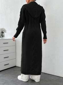 SHEIN Tall Cardigan With Detail And Long Special Button Detail+ 480 - Black - View 4