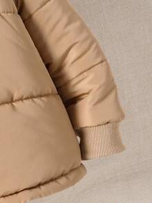 SHEIN Young Boy 户外街头风格绅士厚棉服外套，秋冬 - 卡其色 - 查看 4