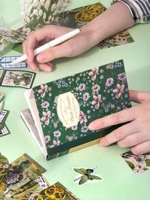 180 件 A6 尺寸纸张和 PET 材料剪贴簿用品套件，带有复古植物主题，包括花朵、蝴蝶、植物，适用于日记文具装饰和纸贴纸便笺簿网格笔记本工艺爱好者初学者子弹日记美学设计艺术 DIY 项目 - 綠色 - 查看 8