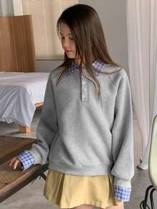 DAZY Tween Girls Thermal Lined 2 In 1 Sweatshirt, Fall - Grey - View 4