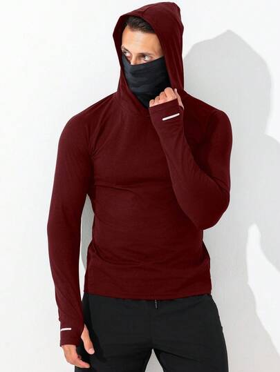 Manfinity Sport Corelite 男士休闲连帽卫衣带口罩，春秋季运动卫衣男士运动服男士运动服跑步服男士压缩衣