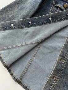 Elamini Women's Casual Washed Denim Jacket With Waist Cinching - Blue - View 7