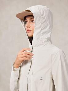 OutZeal 女式防水抽绳腰部翻盖口袋户外夹克徒步露营秋季 - 白色 - 查看 10