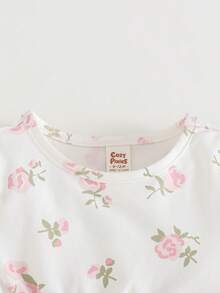 Cozy Pixies Bộ 2 áo tay dài cổ bèo nhún in hoa và quần legging màu trơn cho bé gái - Nhiều màu - Xem 5