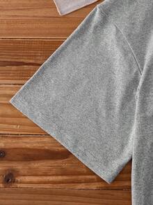 INAWLY Mona Lisa Print Drop Shoulder Tee Graphic Tees Women Tops - Grey - View 4