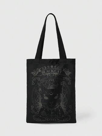 Grunge Punk Wiederverwendbare Segeltuch-Tragetasche mit durchgehendem Augen-/Mond-/Sternenmuster, Schultertasche-Design geeignet für Einkaufen