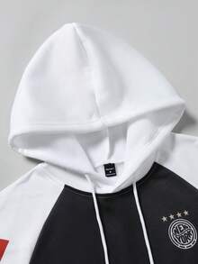 Aesthetic Post 美学帖——男士插肩袖撞色休闲套头连帽衫，纽约男士连帽衫，黑白男士连帽衫，撞色男士连帽衫 - 彩色 - 查看 5