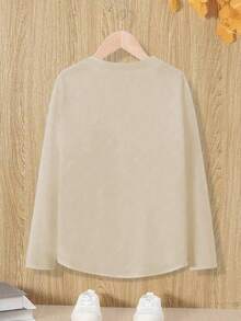 EMERY ROSE A Large-Sized Khaki Round-Neck Long-Sleeved T-Shirt, Comfortable And Versatile Fall - Khaki - View 2