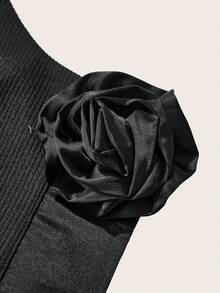SHEIN Clasi Veste courte élégante et vintage en satin avec roses 3D pour femmes grandes tailles, veste noire, veste fleurie, manteau noir, manteau fleuri, hiver, manteau d'hiver pour femmes, veste d'hiver pour femmes, veste d'hiver pour femmes, confortable automne et hiver pour femmes, automne hiver pour femmes, costume d'Halloween, Noël pour femmes, Nouvel An, top noir, automne hiver 2025, veste blazer décontracté chic - Noir - Voir 3