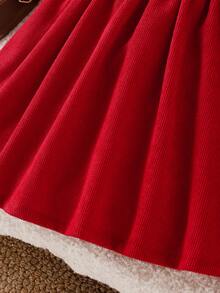 SHEIN Playful Pals 3pcs Baby Girls Plaid Flutter Sleeve Cardigan, Sleeveless Dress & Hat Set, Fashion Children Outfit For Spring/Autumn Baby Girl Christmas Outfit Christmas Baby Girl Dresses Toddler Red And White Dress 2pcs Set Toddler Girls Baby Girl Spring Fall Outfit Princess Halloween Party Set - Red - View 8