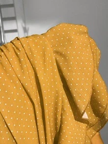 SHEIN Unity Fashionable Pleated Layered Decor Sweet Design Mini Skirt Elegant Ruffled Polka Dot Vacation Style A-Line Skirt - Pale Yellow - View 3