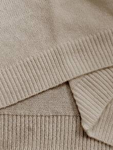 EMERY ROSE 女式心形拉链图案针织毛衣，舒适圆领长袖上衣，适合日常穿着