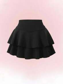 Mallas/shorts para adolescentes/niñas estilo casual, deportivo, baile, fitness, versátil y de múltiples capas - Negro - Ver 1
