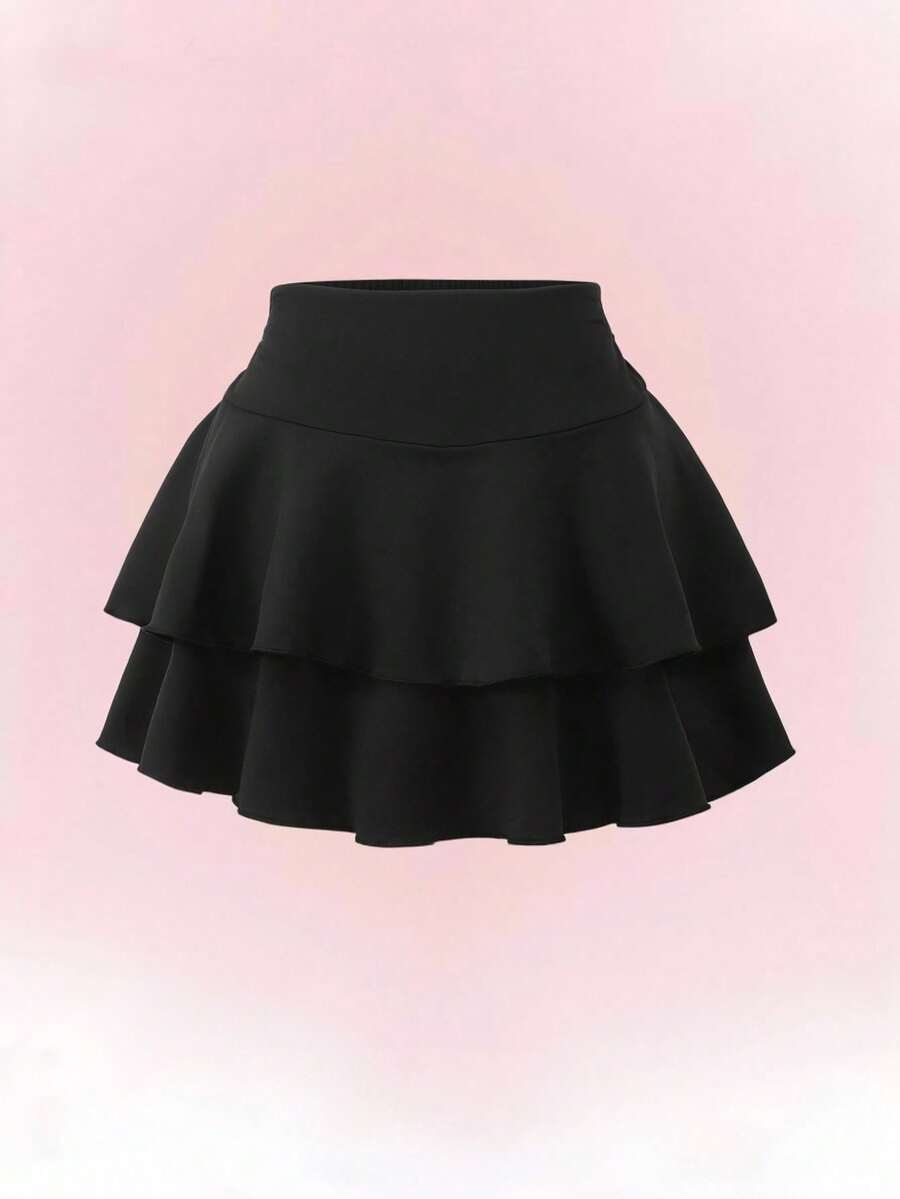 Mallas/shorts para adolescentes/niñas estilo casual, deportivo, baile, fitness, versátil y de múltiples capas - Negro - Ver 1