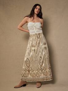 Freevana Váy dự tiệc lãng mạn trang trí sequin lấp lánh cỡ lớn dành cho nữ, tiệc thu/đông - Rượu sâm banh - Xem 1