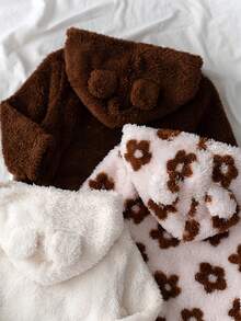 Loomiva Conjunto de 3 piezas de abrigo con capucha de felpa gruesa para bebé niña - Multicolor - Ver 8