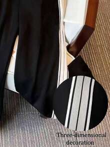 Resyla 女士休闲撞色拼布夹克和裤子两件套，秋冬