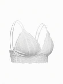 BloomMama Plus Size Elegant Solid Color Lace Nursing Bra