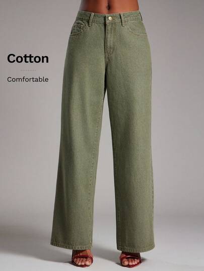 NYA SZN Sienna Pant Denim High Rise Baggy Streetwar Everyday Casual Vintage Y2K Business Casual Basic Modest Office Teacher Back To School Fall Winter Suitable For Commuting Statement Festival Outfits For Women