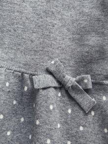 Vintaside Kids Girls' Elegant Bow Knitted Dress - Dark Grey - View 5