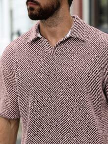 Manfinity CasualCool Camisa polo de espiga casual y madura para hombres, camisa de punto para hombres, camisa de hombre, camisas de ganchillo para hombres, camisa de punto, camisa cubana