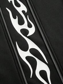 PAVTROS Pantalon de survêtement décontracté pour hommes avec cordon de serrage à la taille, pantalon de survêtement noir avec imprimé graphique pour l'automne, pantalon streetwear avec imprimé lettres, pantalon élastique pour hommes, pantalon de survêtement Y2k goth pour hommes - Noir - Voir 5