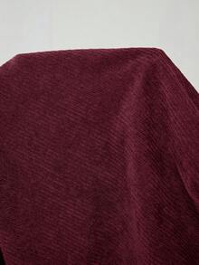 Solflare Plus Size Casual Corduroy Drawstring Waist Loose Pants, Wine Red, Autumn - Burgundy - View 5