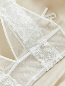 Crystal Vow Women's Sexy Lace Contrast Mesh Bra Lingerie Bra - White - View 7