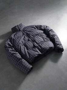 PAVTROS Men's Street-Style Popular INS Plaid Raglan Sleeve Single-Breasted Casual Winter Winter Coat, Streetwear,Warm, Christmas - Dark Grey - View 4