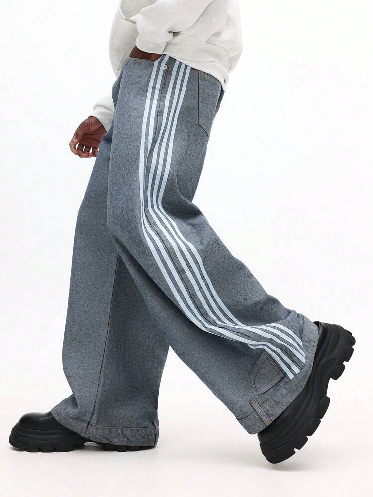 Wide Leg Jeans With Side Stripes