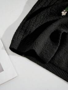 Sweetra Áo khoác cardigan len dệt kim cổ chữ V thêu nơ thời trang thu đông màu kaki dễ thương - màu đen - Xem 5