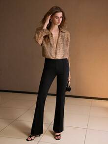 MOTF PREMIUM 秋冬女式喇叭裤 - 黑色 - 查看 1