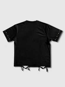 ROMWE MEN Street Life 男士街头耶稣印花短袖 T 恤 - 黑色 - 查看 2