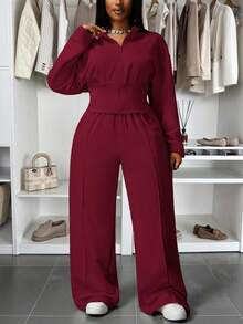 Slaydiva Hàng mới về Thu Đông, Quần áo Thu/Đông dành cho nữ, Halloween, Bộ đồ mặc nhà cỡ lớn cho nữ, Áo liền quần dài tay, Bộ hai mảnh kín đáo, Áo liền quần cho người có đường cong, Áo liền quần cỡ lớn, Thanh lịch - Màu Đỏ Sâu - Xem 16