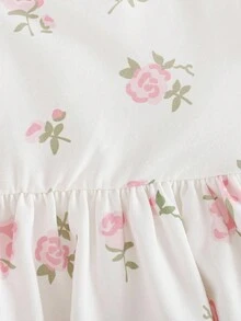 Cozy Pixies Bộ 2 áo tay dài cổ bèo nhún in hoa và quần legging màu trơn cho bé gái - Nhiều màu - Xem 6