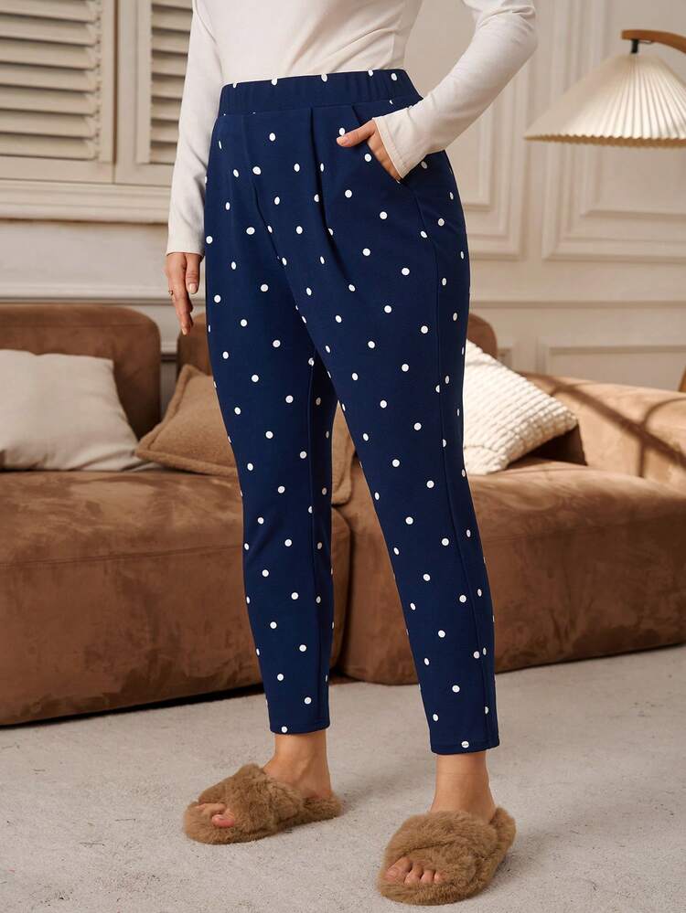 Plus Size Casual Commuter Polka Dot Print Slim Pants New Year Look Maija Fall Winter 2025 Fall/Winter Party Elegant Dress Women New Year Clothes Elegant Dress Women  Stylish Clothing Collection Elegant Party Clothes For New Year Christmas Clothes For Women  Winter Clothes For Women