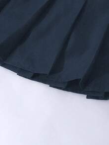 Sparklyn 女童百褶高腰裙，内置安全短裤，二合一裙裤，四季百搭，可搭配衬衫、T恤、Polo衫、连帽衫、夹克 - 藏蓝色 - 查看 5