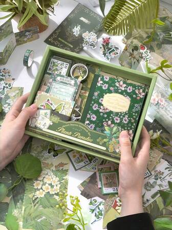 180 piezas Juego de suministros de scrapbooking con tema botánico vintage que incluye flores, mariposas y plantas en tamaño A6 de papel y material PET para diarios, papelería, decoración, washi, pegatinas, cuadernos de cuadrícula, para amantes de las manualidades, principiantes y diseño estético de diario de balas