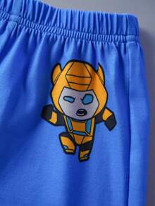 Transformers X SHEIN 2pcs Baby Boy Summer Casual Robot Print Round Neck Short Sleeve T-Shirt And Shorts Set
