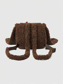 ROMWE Kawaii Fashionable Furry Cartoon Long-Eared College Flap Backpack - Coffee - View 2