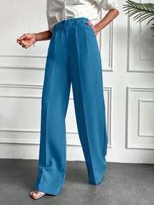 Women's Plain And Simple Daily Wear Suit Pants - Blue - View 3