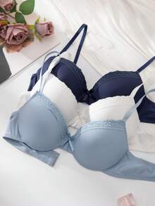 3件套女士简约休闲聚拢文胸套装 - 彩色 - 查看 5