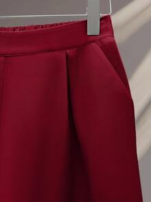 GlowEve New Autumn And Winter Niche Temperament Three-Dimensional Studded Long-Sleeved Top Exquisite Trousers Women's Two-Piece - Burgundy - View 5