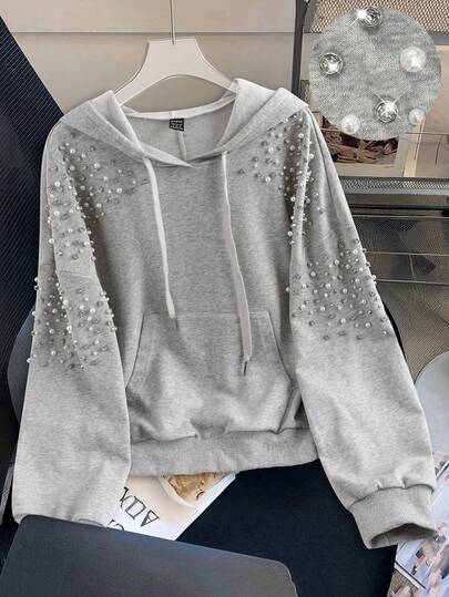 Franclia 女士纯色串珠户外卫衣，秋冬季万圣节新年卫衣