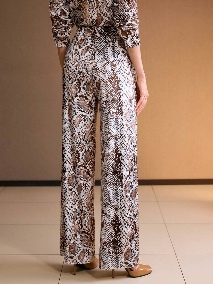 WOMEN'S SNAKE SKIN PRINT STRAIGHT LEG PANTS, AUTUMN/WINTER