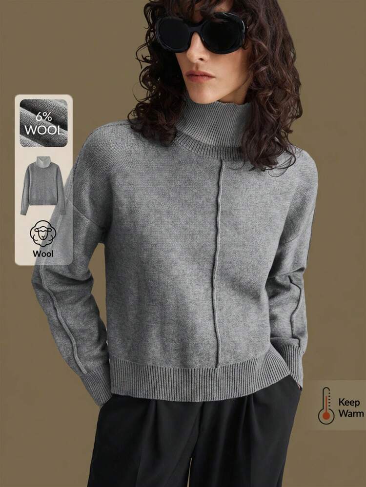 2025 New Arrival Women's Vintage Sweater,Wool Blend Gray Casual Elegant Office Autumn Apparel,Business Casual Wedding Guest Night Out Christmas